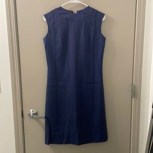 Vintage I MAGNIN sleeveless navy dress.